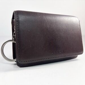 Coach Leather Coin Card Holder Wallet Keychain Vintage Brown